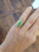22k Yellow Gold vintage Jade floral Ring
