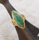 22k Yellow Gold vintage Jade floral Ring