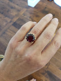 18k Yellow Gold Large Garnet estate Cocktail Ring