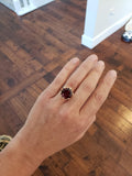 18k Yellow Gold Large Garnet estate Cocktail Ring