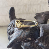 14k gold two tone c.1930s filigree diamond Ring