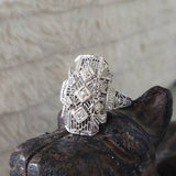 18k gold white gold c.1920s filigree diamond glove Ring