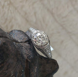 Platinum Edwardian filigree European cut Diamond estate Ring