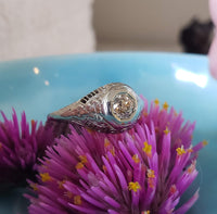 18k gold white gold c.1930s filigree diamond Ring