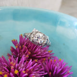 Platinum Art Deco European cut Diamond estate Ring