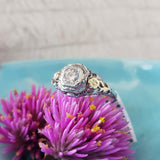 18k gold two tone c.1930s flower filigree diamond Ring