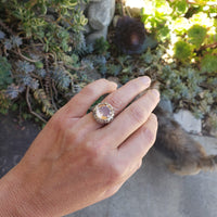 14k white gold c.20s filigree flower ring with 8.06ct Morganite
