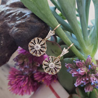 platinum & 18k yellow gold estate old cut diamond earrings