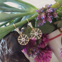 platinum & 18k yellow gold estate old cut diamond earrings
