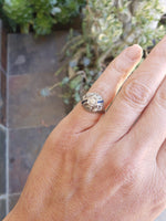 18k white gold vintage Art Deco Diamond & Sapphire filigree Ring