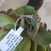 18k white gold vintage Art Deco Diamond & Sapphire filigree Ring