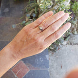 18k white gold vintage Art Deco Diamond & Sapphire filigree Ring