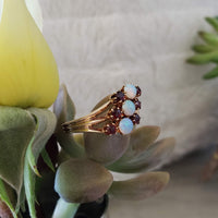 10k gold Victorian opal & garnet ring