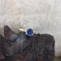 14k Gold Two Tone blue Sapphire & Diamond estate Ring