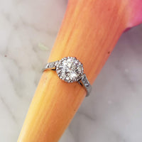 Platinum Edwardian diamond vintage engagement crown ring