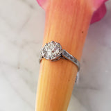 Platinum Edwardian diamond vintage engagement crown ring