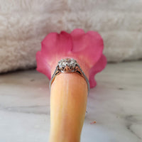 Platinum Edwardian diamond vintage engagement crown ring