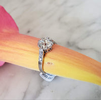 Platinum Edwardian diamond vintage engagement crown ring