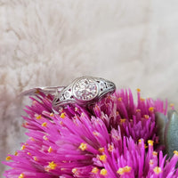 Platinum c.1920s Deco diamond filigree Engagement Ring