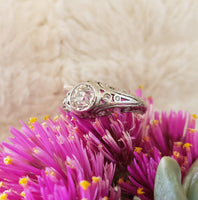 Platinum c.1920s Deco diamond filigree Engagement Ring