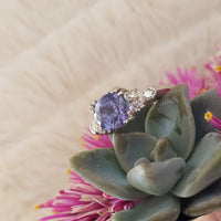 Platinum Deco sapphire & diamond estate ring