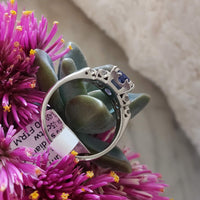 Platinum Deco sapphire & diamond estate ring