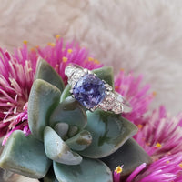 Platinum Deco sapphire & diamond estate ring