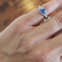 Platinum Deco sapphire & diamond estate ring