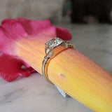 14k gold two tone Art Deco European cut Diamond estate Ring