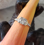 14k gold two tone Art Deco European cut Diamond estate Ring