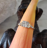 14k gold two tone Art Deco European cut Diamond estate Ring