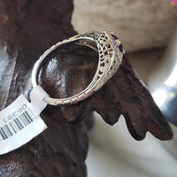 18k white gold blue sapphire c.20s filigree Ring