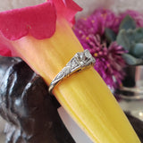 platinum & 18k gold  two tone Art Deco Mine cut Diamond estate Ring