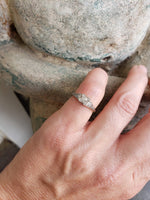 platinum & 18k gold  two tone Art Deco Mine cut Diamond estate Ring