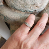platinum & 18k gold  two tone Art Deco Mine cut Diamond estate Ring