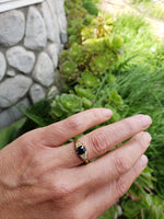 18ct gold blue sapphire & mine cut diamond Edwardian Ring