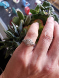 18k white gold Edwardian filigree diamond Engagement solitaire Ring