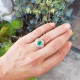 14k white gold Emerald & Diamond estate Deco ring