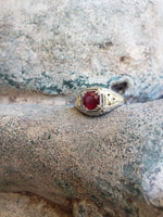 18k gold two tone vintage Deco Ruby filigree ring