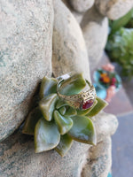 18k gold two tone vintage Deco Ruby filigree ring
