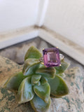 Vintage palladium & gold Amethyst & Diamond  Deco Ring