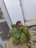 Vintage palladium & gold Amethyst & Diamond  Deco Ring