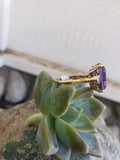 Vintage palladium & gold Amethyst & Diamond  Deco Ring
