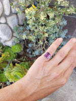 Vintage palladium & gold Amethyst & Diamond  Deco Ring