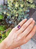 Vintage palladium & gold Amethyst & Diamond  Deco Ring