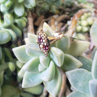 10k gold Victorian pearl & garnet  ring