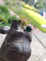 Platinum Tzavorite green Garnet & diamond estate Ring