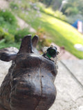 Platinum Tzavorite green Garnet & diamond estate Ring