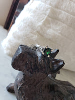 Platinum Tzavorite green Garnet & diamond estate Ring