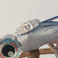 Platinum Art Deco square step cut assher diamond engagement ring